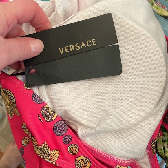 Versace NEW pink Medusa tank one piece swim suit sz S - Picture 4 of 5